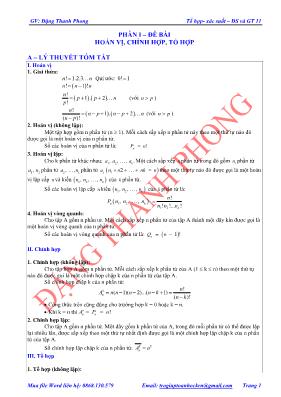 Chuyên đề Đại số và giải tích 11 Hoán vị, chỉnh hợp, tổ hợp - Đặng Thanh Phong